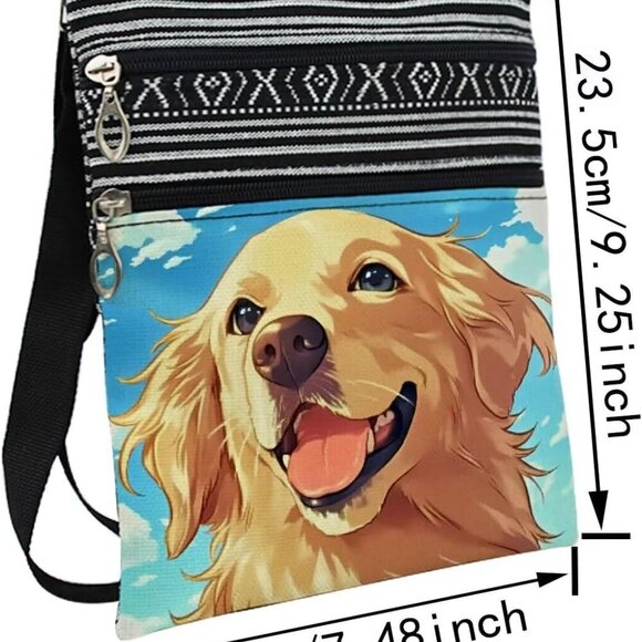 Golden Retriever Crossbody Bag Small Ethnic Pattern Wallet Phone Organizer - Picture 2 of 7